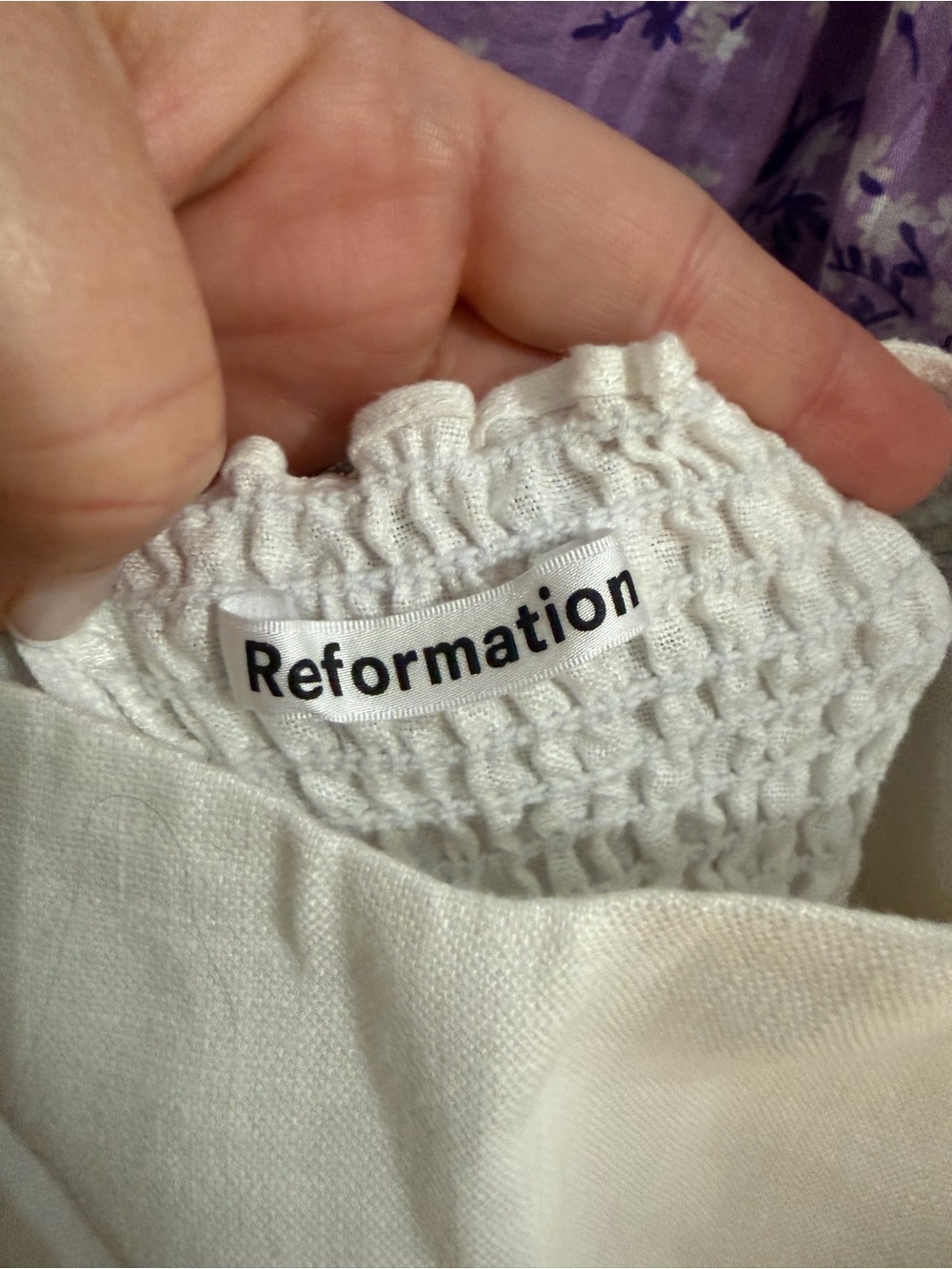 Reformation White Linen Puff Sleeve Top 8 - Picture 5 of 8